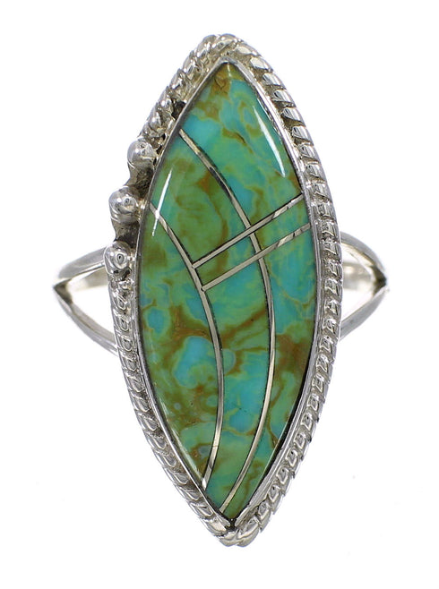 Sterling Silver Turquoise Inlay Ring Size 8-1/2 AX88641